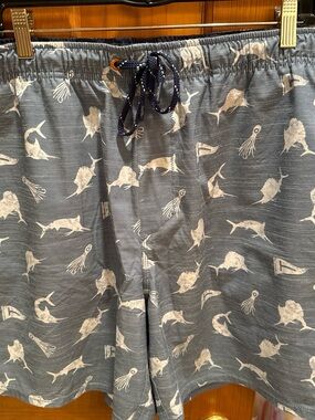 Salt Life Navy Swim Shorts with White Marine Print